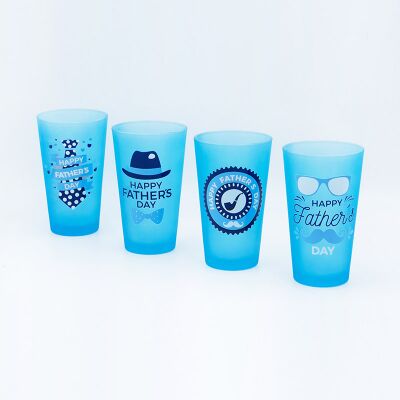 Tazas de vidrio del Día del Padre con pulverización de color y calcomanía horneada Dia 8.7*5.7cm 14.6cmH