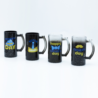 Father'S Day Cup 520ml With Gradient Black Sprayed And Dot Sprayed And Decal Fired Stoneware Cup