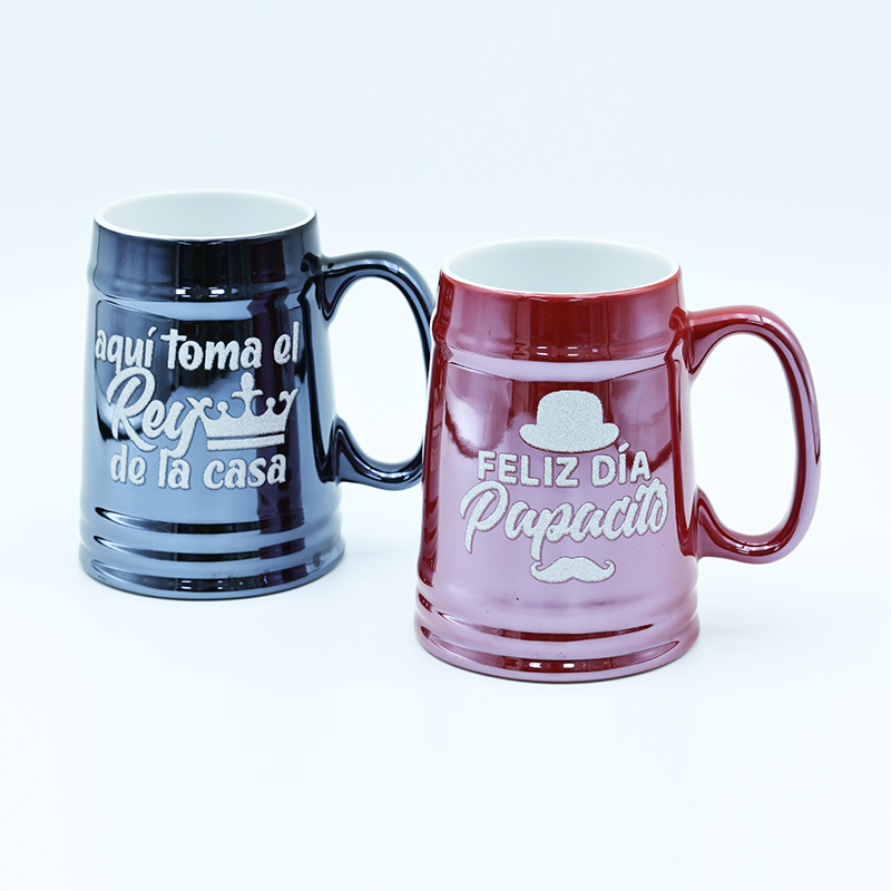 Lightning Electroplating Fathers Day Mug With Glitter Decal Firing 680ml Dia 8.1*10.2cm 13.5cmH