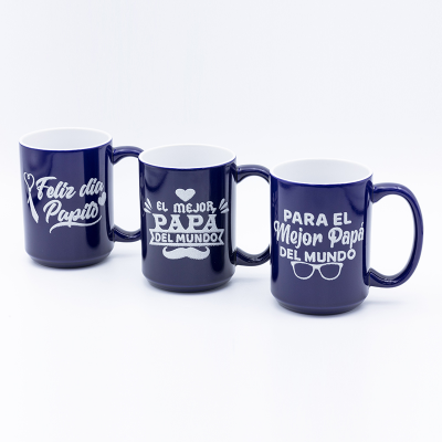 410ml  Dia 8.5*6.8cm With Glitter Decal Fired Stoneware Fathers Day Rocky Mugs.