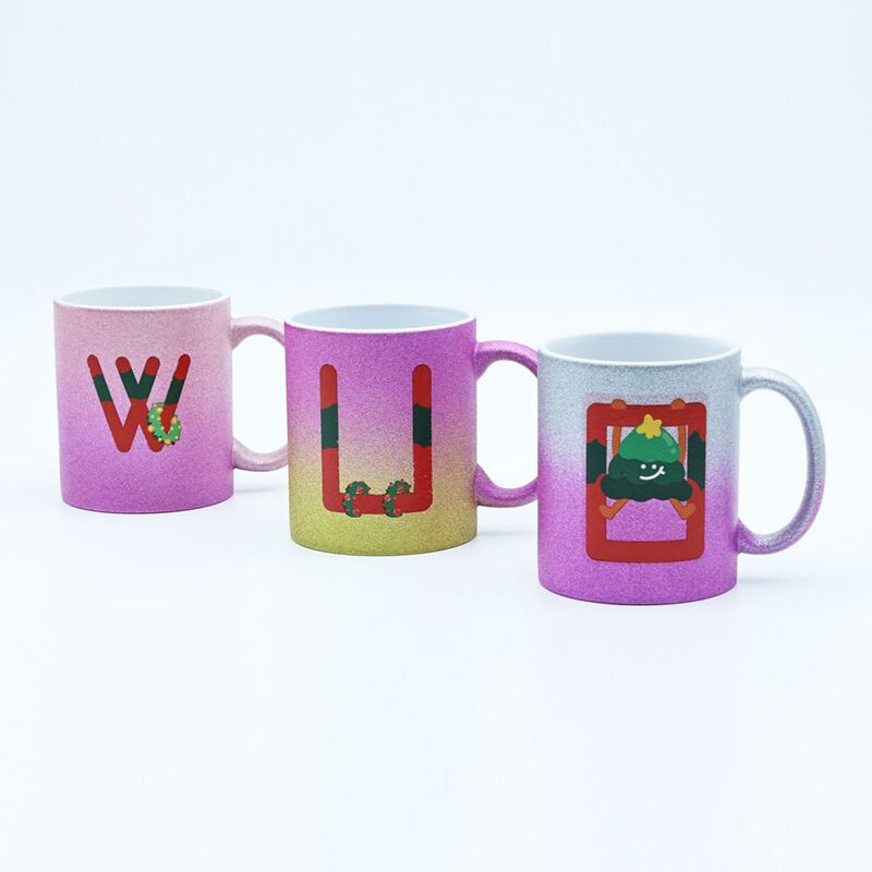 9.5cmH 330ml Προσαρμοσμένες κούπες Χριστουγέννων με γκλίτερ και ψεκασμό χρώματος