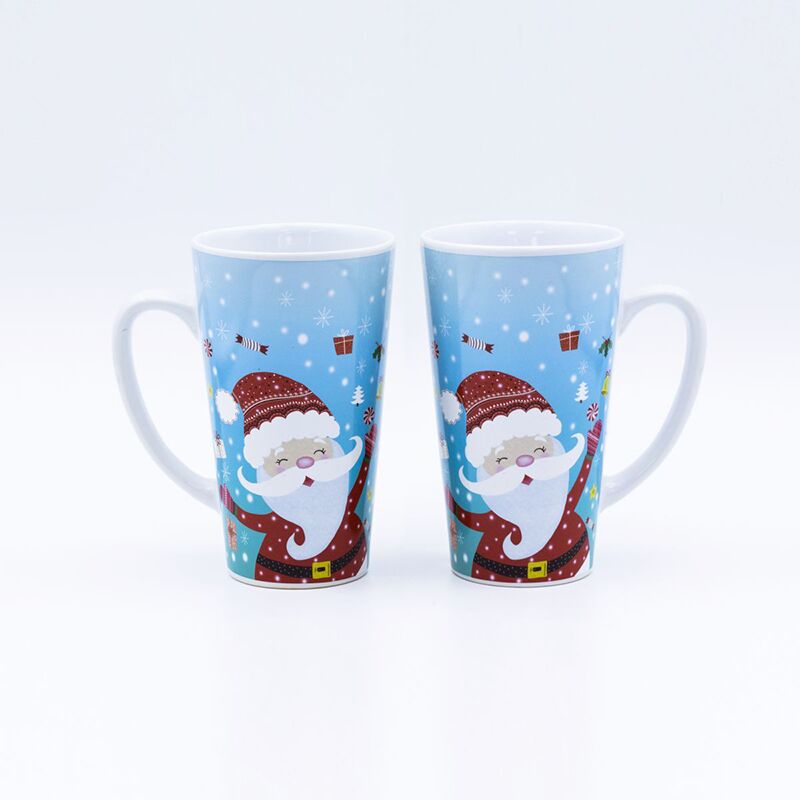 أكواب قهوة من الفخار المُطلق عليه ملصق قطره 8.9*6.2 سم، ارتفاع 15.2 سم، سعة 450 مل، للاحتفال بالمهرجانات