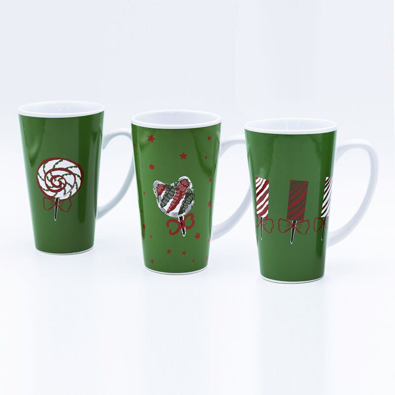 450ml Kerstmis tweekleurige mok met decal gebakken voor cadeauzoekers