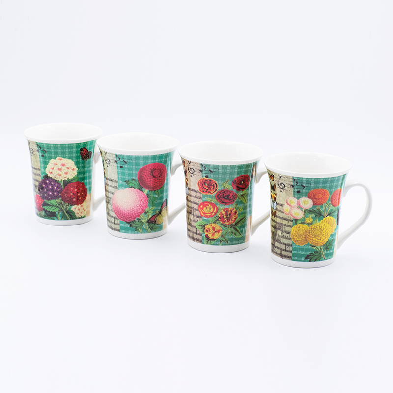 410ml Summer Coffee Mug With Decal Fired Dia 9.6*5.3cm 10.8cmH Design For Collectible Items Customer