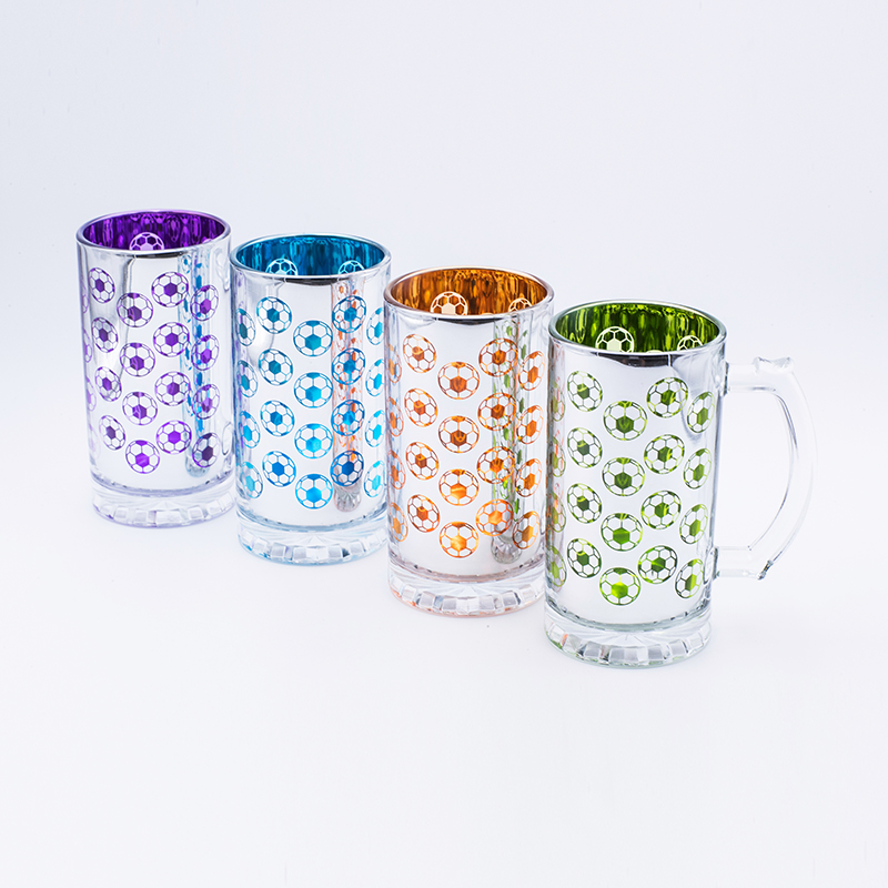 15oz Dia 8*8cm 15.2cmH 450ml Souvenir Glass Cup Color Spraying And Electroplating Design For Gift Store