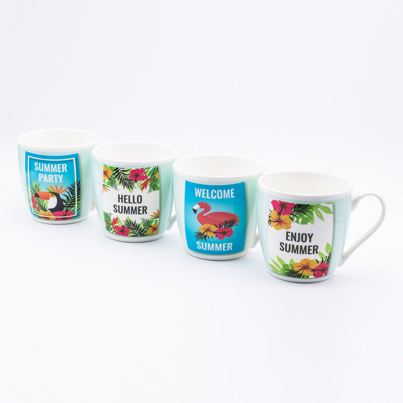 Unique design souvenir two-tone coffee mug with decal fired Dia 10*6.7cm 10cmH 490ml for  home goods store