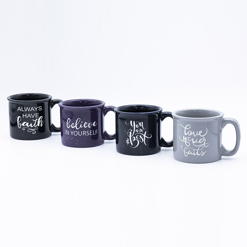 Dia 9.8*8.8cm 8.7cmH 300ml Souvenir coffee mug with rain drop glaze and sandblasting unique for gift stores