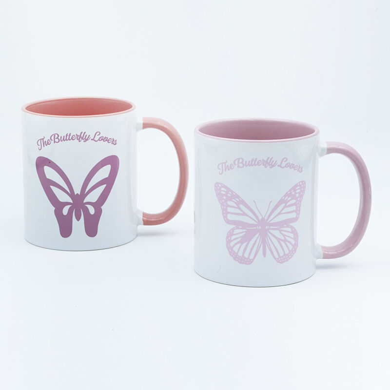 Dia 8*8cm 9.5cmH 330ml Souvenir two-tone coffee mug with decal fired memorable for collectible items customer