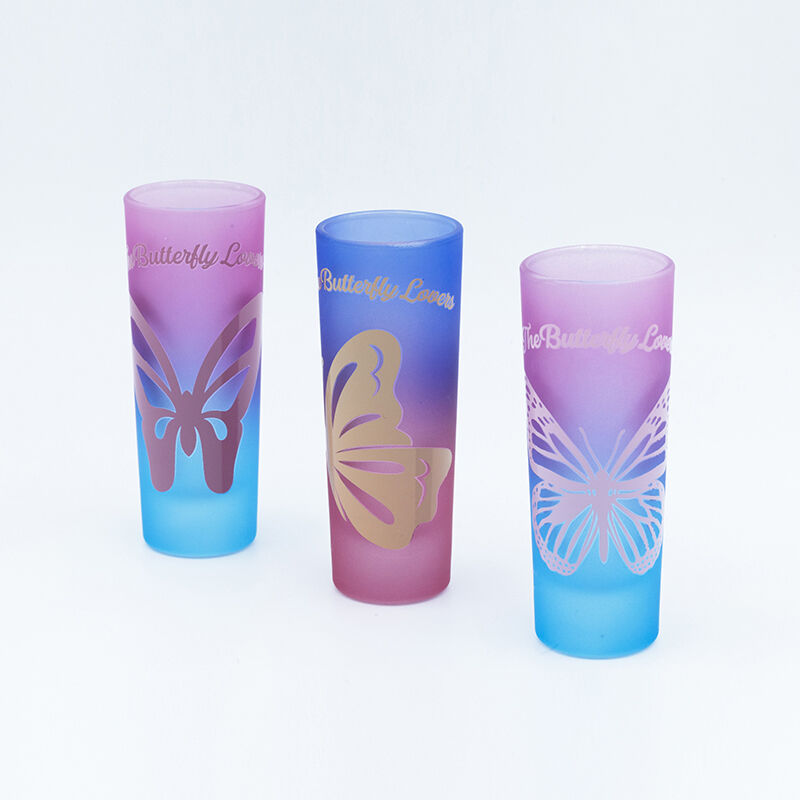 Dia 4*3.3cm 10.6cmH Souvenir cup with color spraying, electroplating and decal fired for Liang Zhu enthusiasts