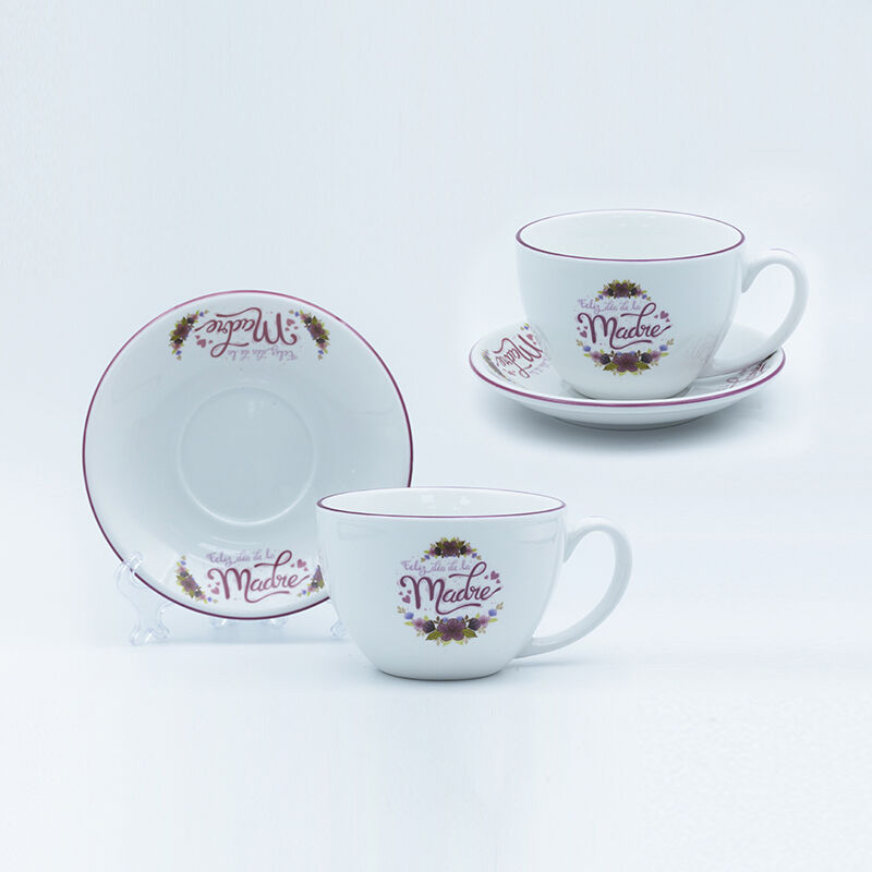 Color Rim Ceramic Mug with Fired Decal for Mother's Day Customization