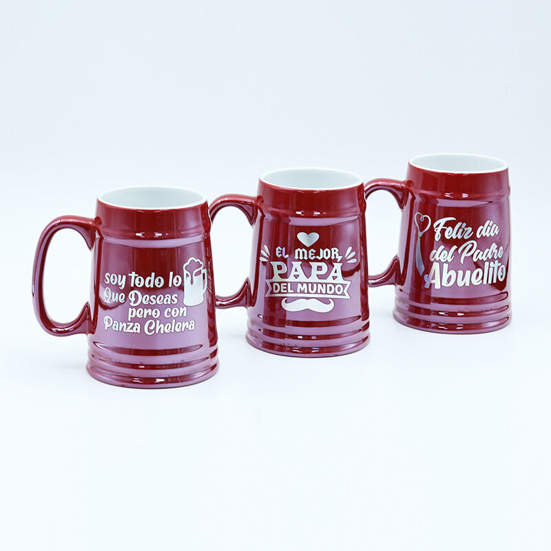 Petir Electroplating Keramik Tankard dengan Laser Silver Foil Decal - Disesuaikan Hari Ayah cangkir kopi