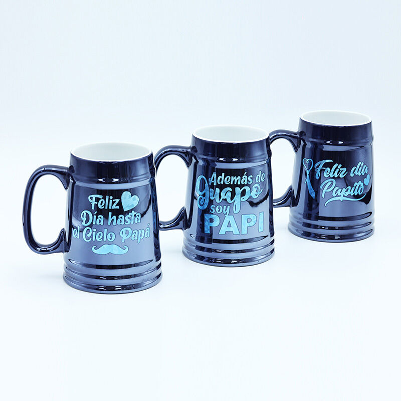 Lightning electroplating cup with diamond blue laser foil decal firing for fathers day