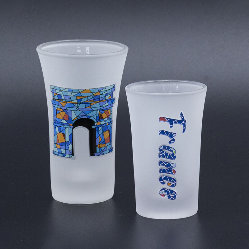 65ml Souvenir acid-etched cup with  decal fired commemorative for cultural and tourism creative store