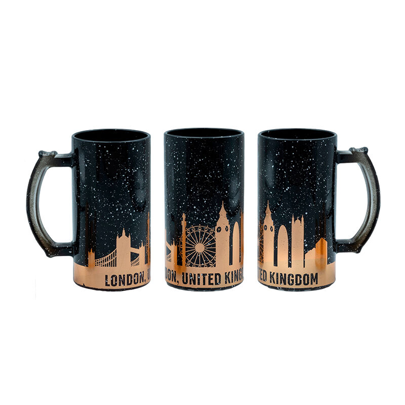 480ml Capacity electroplated finish laser decal fired souvenir coffee mug for souvenir shop