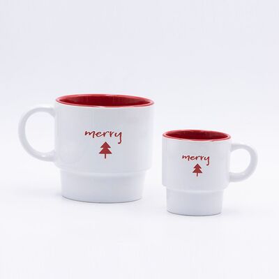 Qualität 400 ml Weihnachts-Custom-Tassen mit Siebdruck für Geschenkeläden Fabrik