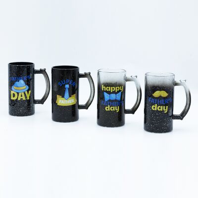 Cangkir Hari Ayah 520ml Dengan Semprotan Gradien Hitam Dan Semprotan Titik Dan Cangkir Stoneware Bakar Decal