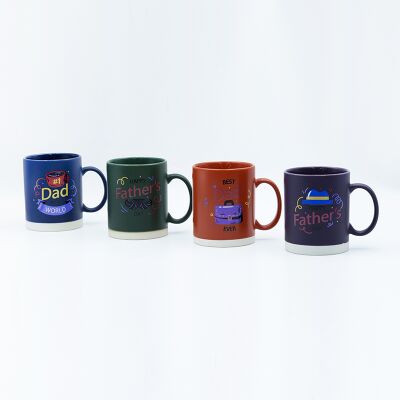 Qualité Fête Fête du Père Journée du Père Mug noir doté Matte Glace Avec Glitter Décal Dia 8.8*8.8cm 11cm H 400ml Usine