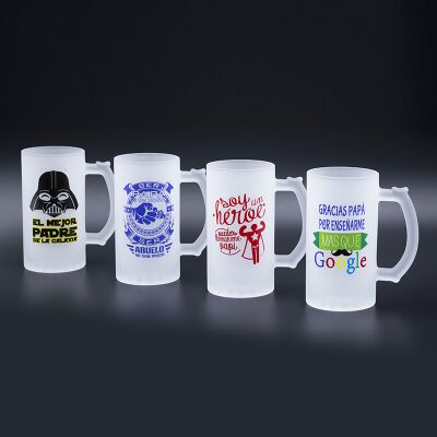 Calidad Vaso de pinta esmerilado del Día del Padre de 480 ml, 15,2 cm de alto, con calcomanía horneada conmemorativa para tienda mayorista de recuerdos Fábrica