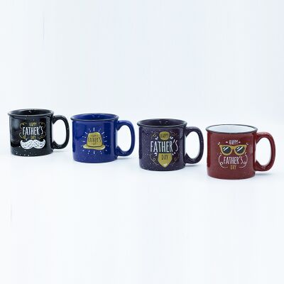 Qualità Tazze divertenti per la festa del papà da 380 ml con smalto a goccia di pioggia e decalcomania in ceramica cotta per tazze da caffè Fabbrica