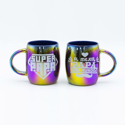 Calidad 11.2cmH 500ml Día del Padre Taza de café Dia 7.8 * 6cm Con electroplataje iridiscente y disparo de decal Fábrica