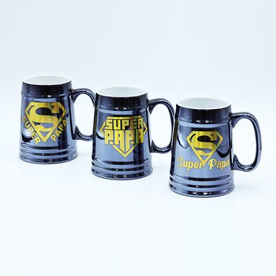 Qualité Galvanoplastie Éclair avec Décalcomanie Dorée au Laser pour la Fête des Pères, Mugs Dia 8.1*10.2 cm, H 13.5 cm, 650 ml Usine