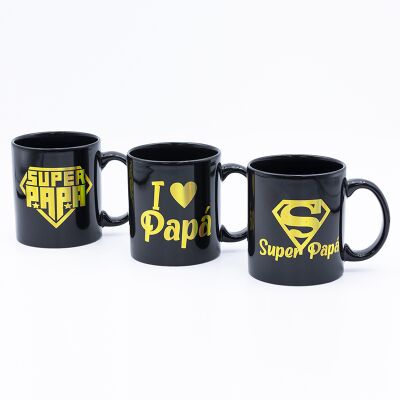 Quality 330ml Custom Father's Day Jumbo Size Coffee Mug With Glitter Decal Fired Festival Coffee Mugs. factory