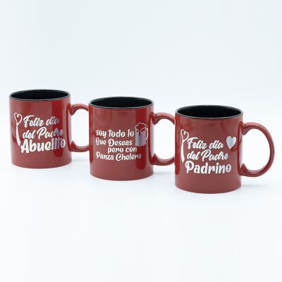 Qualità Tazze Jumbo in ceramica da 570 ml personalizzate, nere all'interno e rosse all'esterno, con decalcomania argentata a laser e cottura, 19 Oz Fabbrica