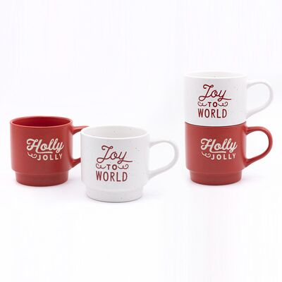 Calidad Taza de café navideña de cerámica de 400 ml con esmalte de estrella y calcomanía horneada para regalo festivo Fábrica