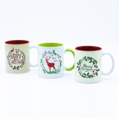 Qualité Mug à café de Noël 330ml avec décalcomanie, motif festif cuit pour cadeaux de fêtes Usine