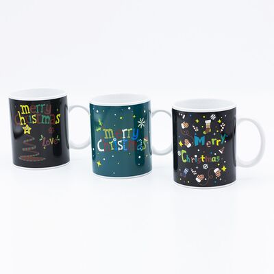 Qualidade 330 ml de copos de café de Natal em massa Decal Feito Design de cerâmica de dois tons para celebrações de férias Fábrica