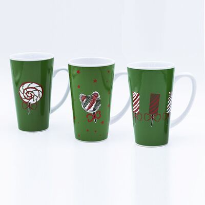 Quality 450 Ml Christmas Two Tone Mug Bulk Christmas Coffee Cups With Decal Fired For Gift Shoppers factory