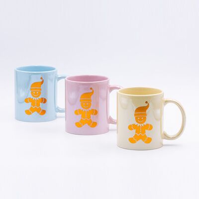 Calidad 330ml personalizada taza de café de Navidad con electroplacado y láser Decal disparado para tiendas de regalos Fábrica