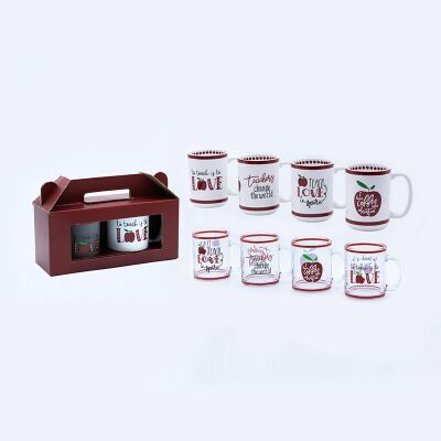 Quality Single Color Teacher's Day Set Of Cups And Mugs With Inside And Outside Decal Fired Memorable factory