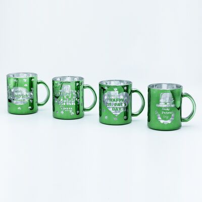 Quality Laser Engraving Electroplating St Patrick Cups Bulk Dia 8*8 Cm 9.5 Cm H 330 Ml factory