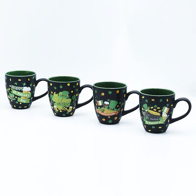 Qualidade Caneca de Café Única para o Dia de São Patrício, Fábrica com Pó Brilhante, Decalque Queimado, 490ml para Entusiastas Culturais Fábrica