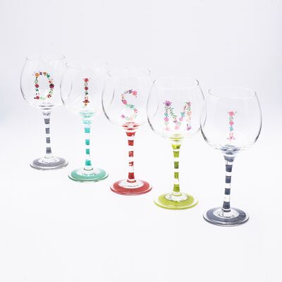 Quality Bulk Stylish Spring Goblet With Unique Decal Fired Pattern For Home Goods Stores And Gift Collections factory