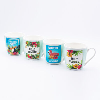 Quality Unique design souvenir two-tone coffee mug with decal fired Dia 10*6.7cm 10cmH 490ml for  home goods store factory