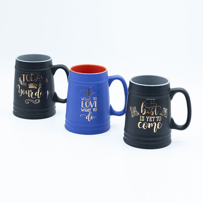 Calidad Taza de recuerdo de diseño único de dos tonos con calcomanía láser, Diámetro 8.5*10.4cm, Altura 13.4cm, 680ml, para tiendas de regalos Fábrica
