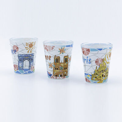 Quality Dia 5*3.5cm 6cmH 45ml souvenir cup with decal fired commemorative significance for souvenir shop factory