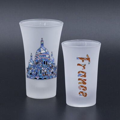 Calidad 65 ml de taza conmemorativa grabada con ácido con calcomanía para la tienda creativa de cultura y turismo Fábrica