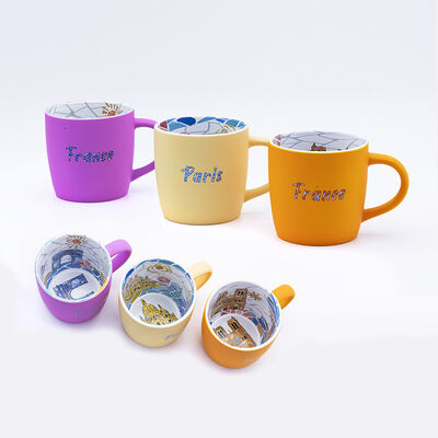 Quality 370 ml Souvenir apple shaped mug with decal fired unique design for souvenir wholesale shop factory