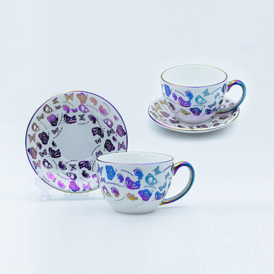 Calidad Taza y platillo con electrochapado y calcomanía horneada especial para tienda de souvenirs Fábrica