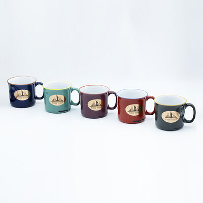 Calidad Diseño especial Taza de café de dos tonos con decal caliente 480 ml Capacidad para souvenir mayorista Fábrica