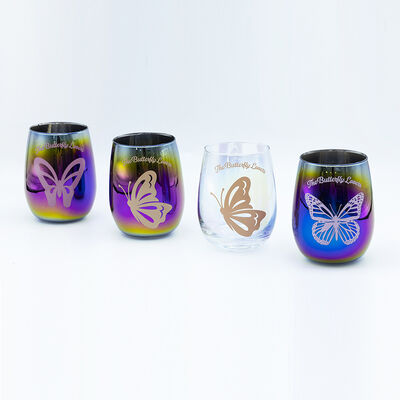 Qualidade Copo souvenir de 420ml com eletrodeposição colorida em arco-íris e decalque queimado para itens colecionáveis do cliente Fábrica