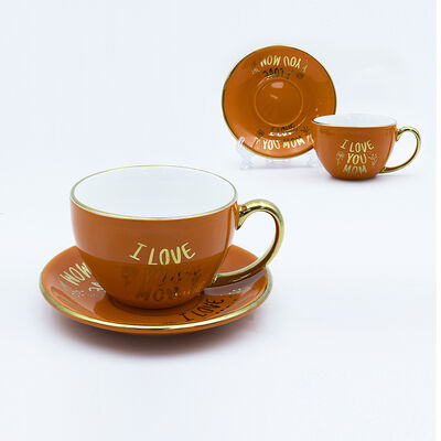 Quality Cup and saucer with golden pattern, rim and handle, are all made through electroplating special for mothers. factory