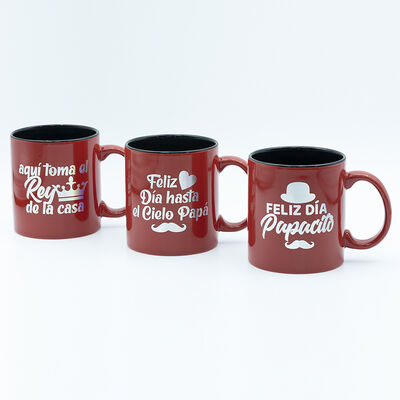 Qualidade Caneca Jumbo de 13 Oz preta por dentro e vermelha por fora com decalque de folha de laser prateada, queima especial para o Dia dos Pais Fábrica