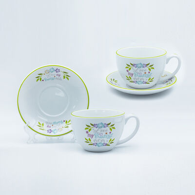 Quality Mothers Day tableware with color rim and decal fired factory