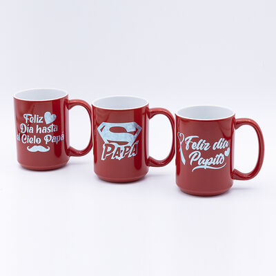 Qualidade Rocky mug esmaltado vermelho com adesivo de folha de laser comemorativo disparado para o Dia do Pai Fábrica