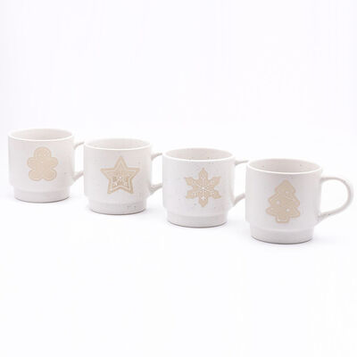 Quality Ceramic 400ml Personalized Christmas Cups Factory With Star Glaze And Decal Fired For Festival Gift Giving factory