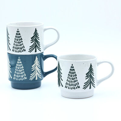 Quality Ceramic 400ml Christmas Mugs Bulk Silk Screen Printing For Festival Gift Giving factory